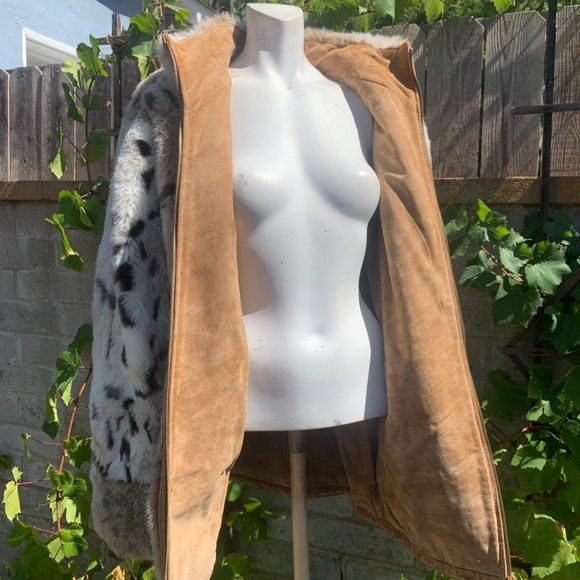 SOLD Vintage Reversible Suede Faux Fur Winter Coat - Picture 8 of 8